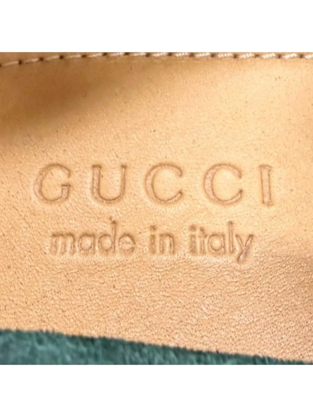 Gucci Suede Leather Horsebit Moccasins Loafers Green Gold 7